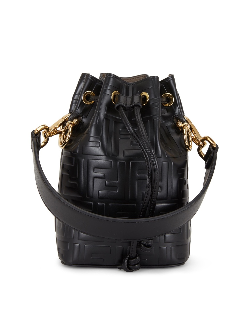 Fendi FF Monogram Mini Mon Tresor Leather Bucket Bag